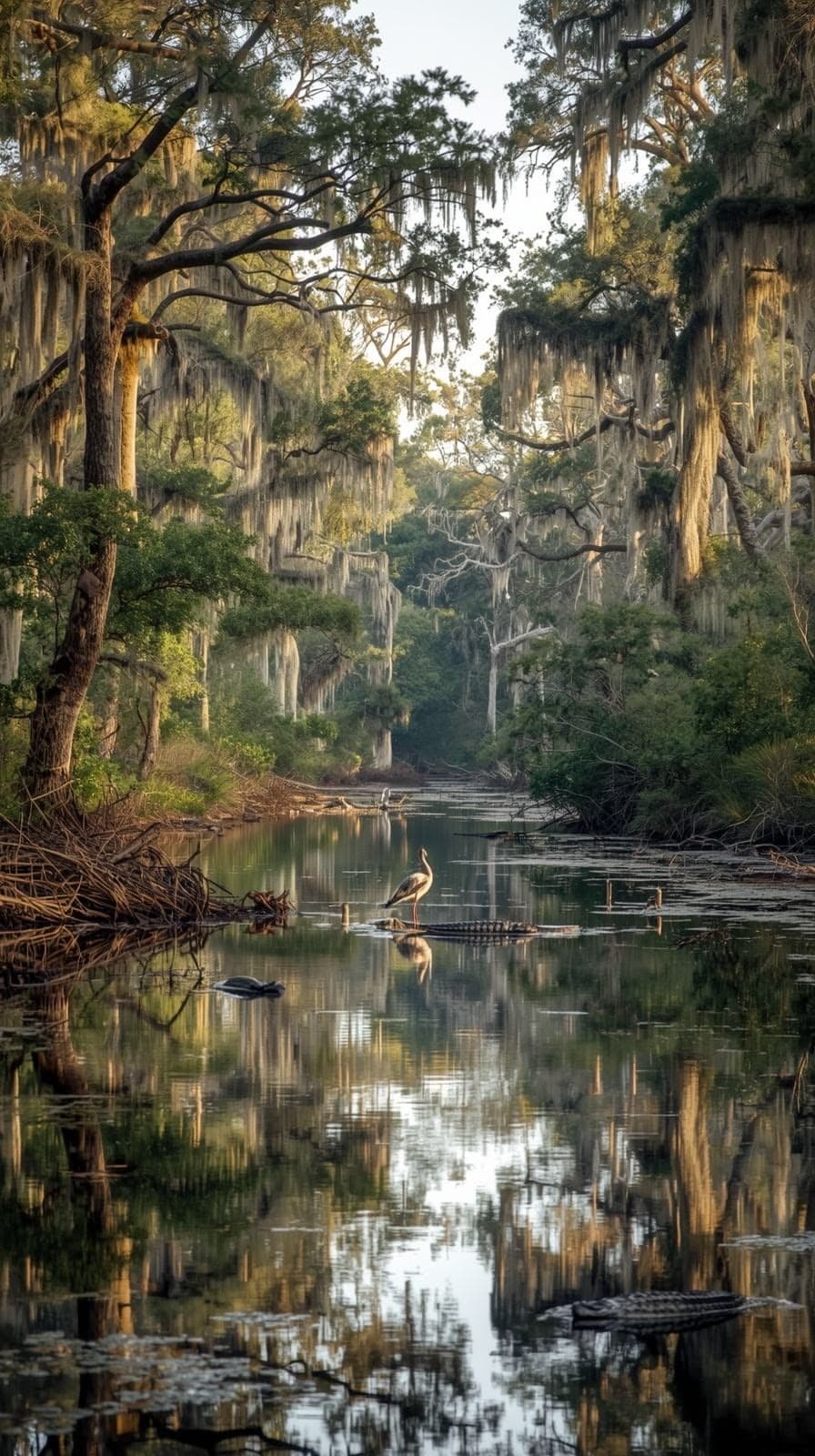 Louisiana bayou with Spanish moss